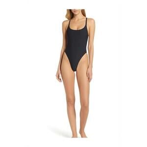 NWOT Roxy Womens Small Black One Piece Swimsuit Adjustable Straps Scoop Neck
